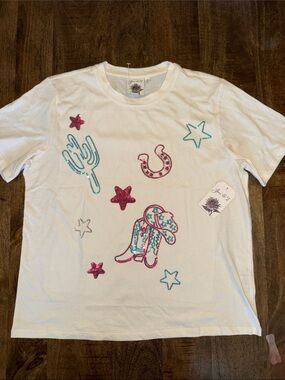 Creme Sequin Western Graphic Tee